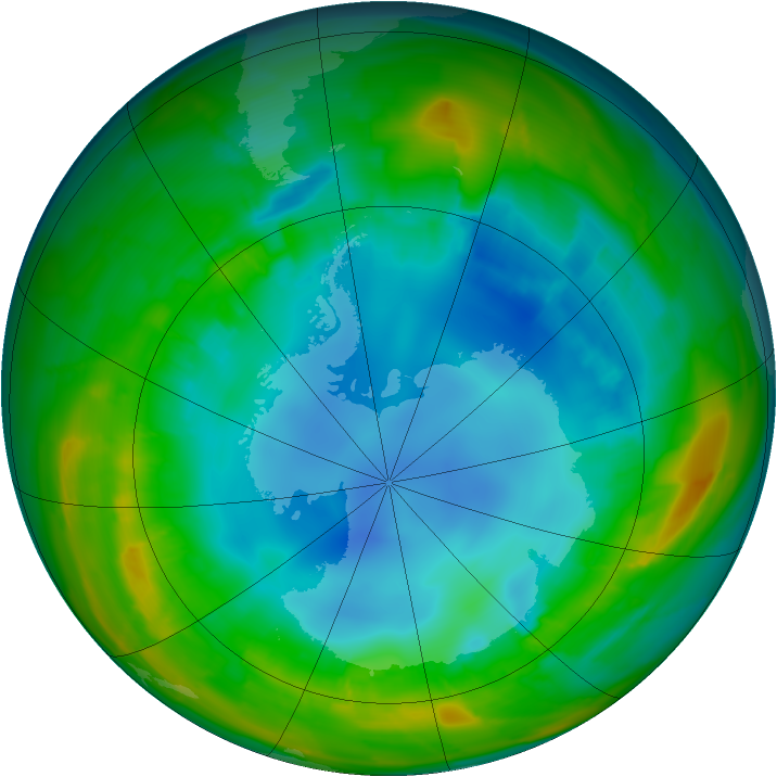 Antarctic ozone map for 10 August 2010